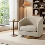Swivel Barrel Accent Chairs Set of 2, Fabric Upholstered Armchair for Living Room, Comfy Bedroom Reading Seat, Light Brown