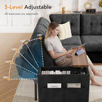 Vipbear 130" Modular Sectional Sleeper Sofa with Pull Out Bed, 9 Seat L Shaped Couch with Ottoman & Chaise/Reclining Backrest/Lift-Top Storage Arms/USB/LED Light/Tool-Free Assembly, Chenille Black