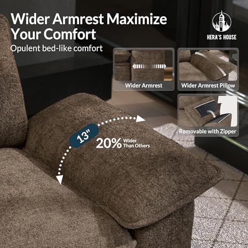 HERA'S HOUSE 3 Pieces Modular Cloud Couch and Chair Set Setional Sofa | Modern 5-Seater Sofa Set , Grayish Brown, Wider Armrest, Comfy Deep Seat, Soft Chenille Furniture Set for Living Room
