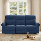 MCombo 87.8" Wall Hugger Power Reclining Sofa with Drop Down Table, 3-Seater Recliner Couch for Small Spaces Living Room RV, USB Ports, Fabric PR635M3 (Navy Blue)