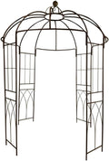 OUTOUR French Style Birdcage Shape Heavy Duty Gazebo,9'Highx 6‘6"Wide,Pergola Pavilion Arch Arbor Arbour Plants Stand Rack for Wedding Outdoor Garden Lawn Backyard Patio,Climbing Vines,Roses,Dark Rust