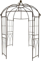 OUTOUR French Style Birdcage Shape Heavy Duty Gazebo,9'Highx 6‘6"Wide,Pergola Pavilion Arch Arbor Arbour Plants Stand Rack for Wedding Outdoor Garden Lawn Backyard Patio,Climbing Vines,Roses,Dark Rust