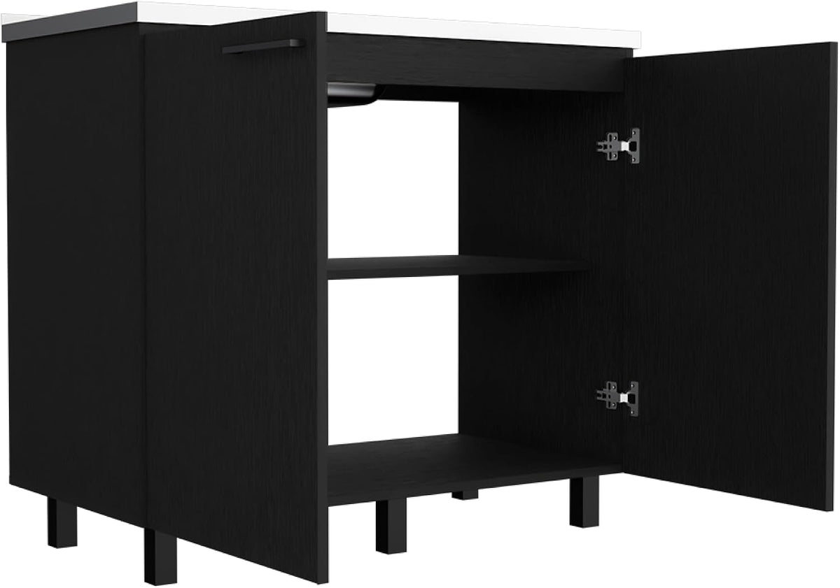 Utility Sink Cabinet Burwood, Kitchen, Black