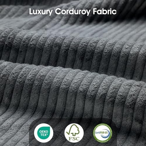 LLappuil 11-Seat Modular Sectional Sofa with Storage, Oversized V-Shaped Corduroy Couch with 10 Throw Pillows, Pet-Friendly Convertible Pit Sofa for Large Living Room, Skin-Friendly, Grey