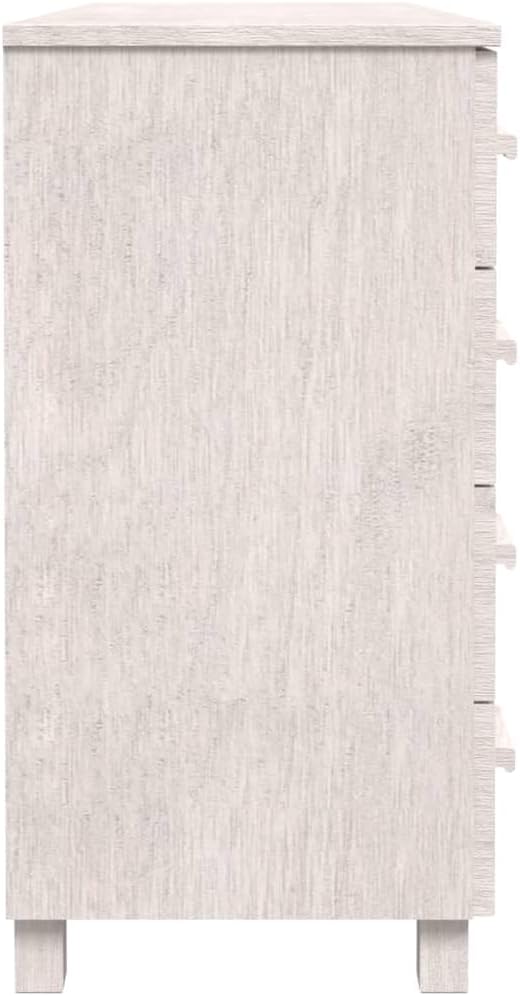 White Solid Pinewood and MDF Sideboard with 4 Drawers and 2 Doors, Modern Storage Cabinet for Dining Room Living Area Hallway Entryway Buffet Console
