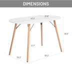 FurnitureR Dining Table Oval 47.2 Inch for 4-6 Person, Stylish Leisure Table Functional Table with Wooden Legs for Home Kitchen, Cafés, Small Places, White