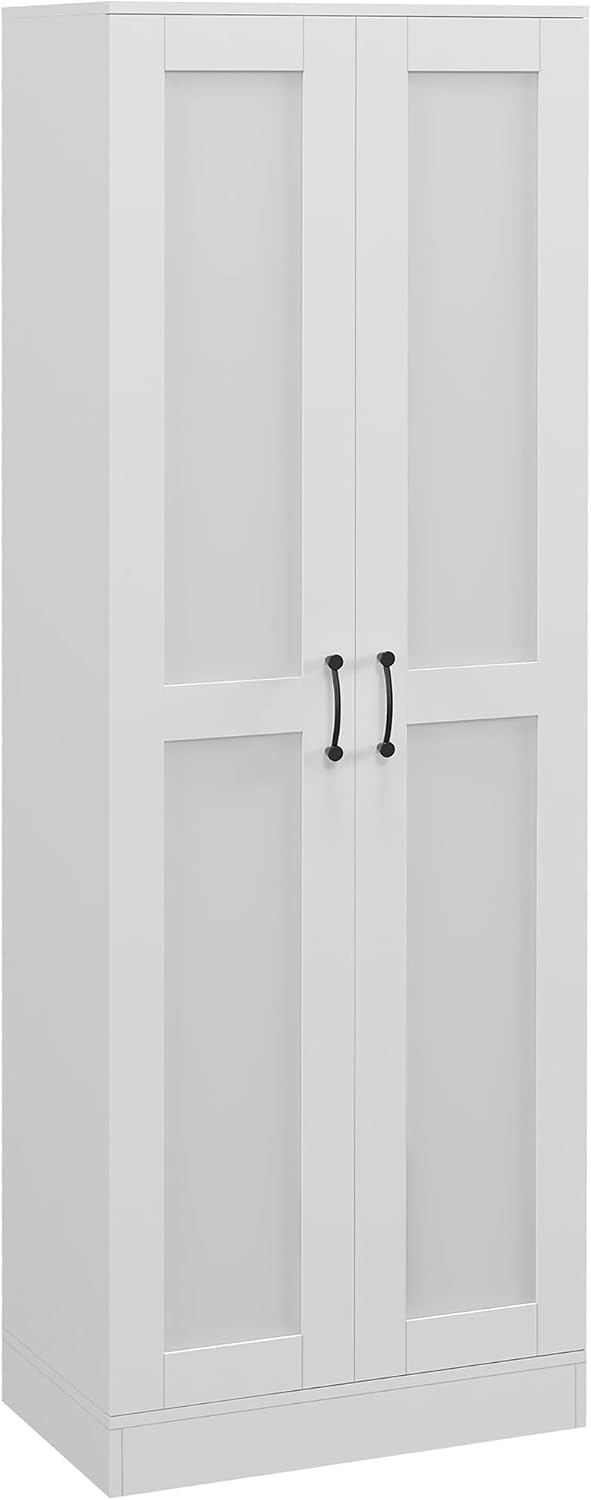 HOMCOM 69" Tall Storage Cabinet Movable Shelves Soft Close Doors White | Modern Style Pantry Cabinet