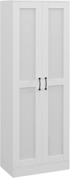 HOMCOM 69" Tall Storage Cabinet Movable Shelves Soft Close Doors White | Modern Style Pantry Cabinet