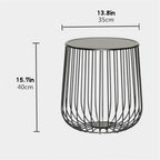 Round Side Table with Storage Shelf, Industrial Accent Furniture with Steel Frame, Fully Assembled, Modern Accent Side End Table for The Living Room and Bedroom(Gold,Small)