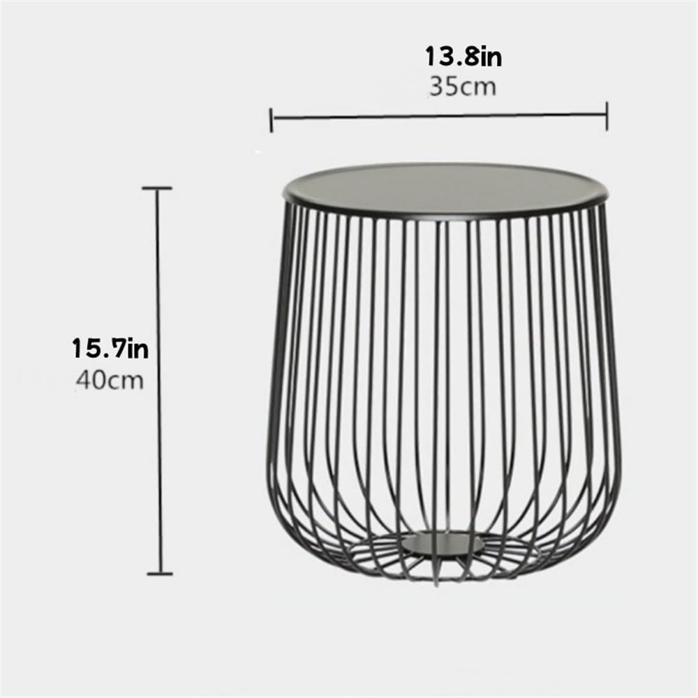 Round Side Table with Storage Shelf, Industrial Accent Furniture with Steel Frame, Fully Assembled, Modern Accent Side End Table for The Living Room and Bedroom(Gold,Small)