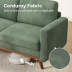 Vesgantti 68" Comfy Green Corduroy Loveseat Sofa, 2 Seater Deep Seat Couch with Spring Cushion, Solid Wood Frame for Living Room, Bedroom, Office