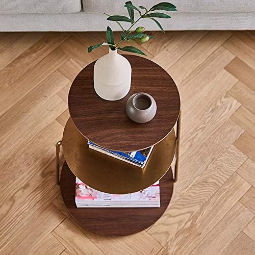 Telephone Table, End Table,Black Walnut Stainless Steel Titanium-Plated Side Table,Multi-Functional Small Side Table,Sofa Side Table,Telephone Desk,3-Layer Coffee Table