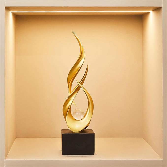 AWNR Abstract Art Deco Decor Statues for Home,Shelves,Table,Living Room, Dining Room,Modern Sculpture Decoraciones of Homes for Sale (Gold D)