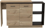 2-Shelf 1-Drawer Kitchen Island Wenge and Light Oak | Includes 5 shelves and 2 doors for storage and display