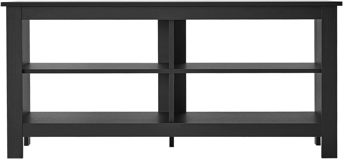 Panana Modern TV Stand with 4 Open Shelves 55inch Entertainment Center for TVs up to 65inch Medial TV Console Table Cabinet for Living Room (Black)