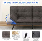 Vipbear 71" Futon Sofa Bed - Convertible Sofa Beds/Adjustable Backrest & Armrest,Detachable Cushion, Loveseat Sleeper for Small Spaces, Apartments & Offices, Grey Futons