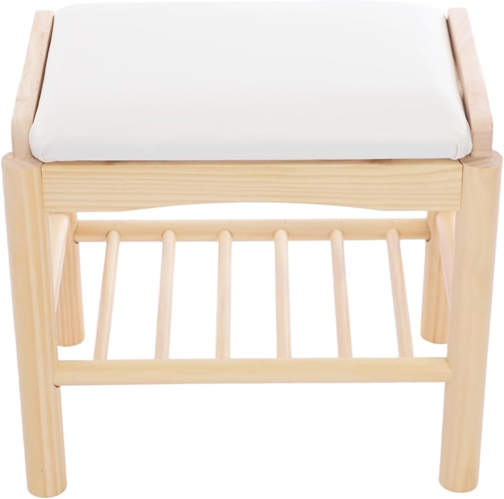 Shoe Bench with Cushion, 2-Tier Bamboo Shoe Rack Bench, Entryway Shoe Storage Organizer with Compartment, Wooden Shoe Storage Bench for Hallway, Living Room, Closet, Bedroom (Burlywood)