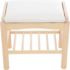 Shoe Bench with Cushion, 2-Tier Bamboo Shoe Rack Bench, Entryway Shoe Storage Organizer with Compartment, Wooden Shoe Storage Bench for Hallway, Living Room, Closet, Bedroom (Burlywood)