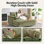 VINGLI Modern Floating Chaise Lounge Chair with Acrylic Legs, Upholstered Cushion Deep Seat Lounge Sofa with Iron-Wood KD Frame, Pillow Armrest, Accent Chair for Living Room, Play Room Apartment