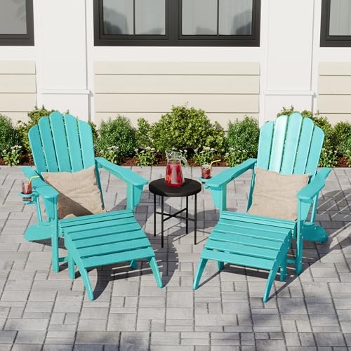 Costaelm Adirondack Chair Footrest Foldable Ottoman, Folding Ottoman Outdoor Foot Rest for Patio Waterproof, Adirondack Ottoman Outdoor, Turquoise