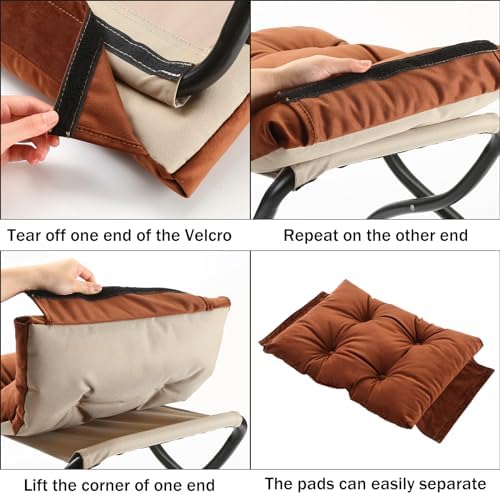 15" Upholstered Folding Foot Rest Stool with Foldable Metal Frame Brown | Indoor/Outdoor Footrest Washable Ottoman Footstool Compact Size 18.5"×14.8"×15" for Living Room, Bedroom, Patio