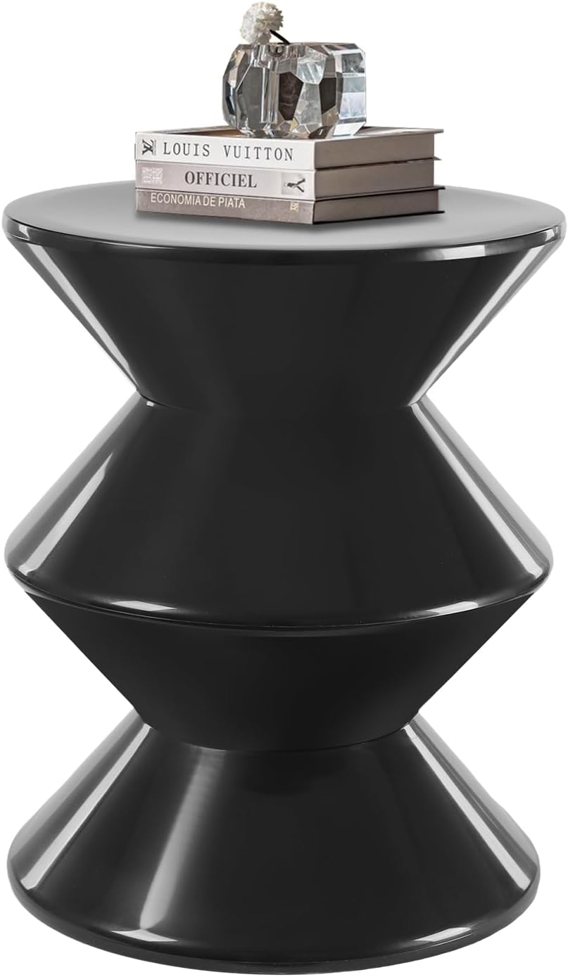 3 Layers Small Night Stand for Couch, Sofa, Modern Side Table Round End Table Sofa Stool Pedestal End Table for Living Room (Black)