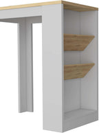 Wine Storage Pedestal Kitchen Island White and Macadamia | Three-tier design with dedicated wine display shelves