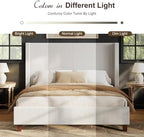 HOWE Queen Size Bed Frame with 50.8 Inch Corduroy Wingback Headboard, Cream