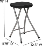Flash Furniture Micah Foldable Stool with Black Plastic Seat and Titanium Gray Frame | Lightweight, Compact, Easy Storage, Indoor Use