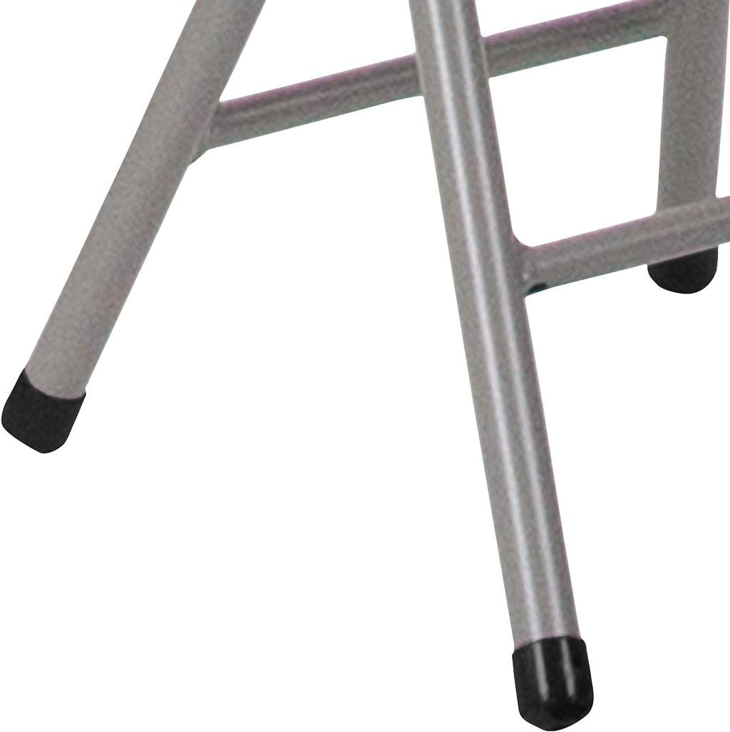 Flash Furniture Micah Foldable Stool with Black Plastic Seat and Titanium Gray Frame | Lightweight, Compact, Easy Storage, Indoor Use