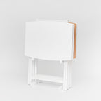 PJ Wood - 5 Pack XL TV Tray Tables - White Wood Set | Large Size, Rectangular Shape, Modern Style, Foldable Design, 33.2 lb Capacity Each, Small Space Storage