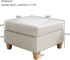 EASE MOOSE Middle Module Seat for Modular Sofa with Reversible Chaises, Faux Leather Armless Chair Customizable Sectional Sofa Couch with Storage
