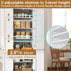 Function Home 72" Kitchen Pantry Cabinet, Freestanding Storage Cabinets, Tall Food Pantry with Doors and Adjustable Shelves, Utility Floor Cabinet for Kitchen Dining Room Living Room, White