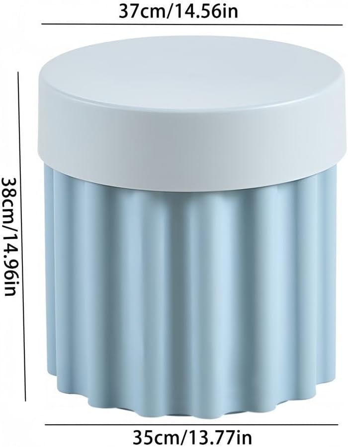 Storage Round Side End Table, Small Coffee Table with Stool Lids, Pla Sofa Table for Living Room, Home and Office(Blue)