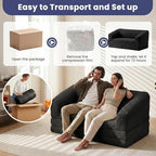JUIKURY Convertible Sofa Bed, 3-in-1 Foldable Loveseat Couch with Armrest, Corduroy Floor Sofa & Sleeper Bed, No Assembly High-Density Foam Futon Mattress for Living Room, Small Apartment, Dorm