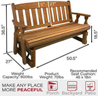 Amish Casual Heavy Duty 800 Lb Mission Pressure Treated Porch Glider (4 Foot, Cedar Stain)
