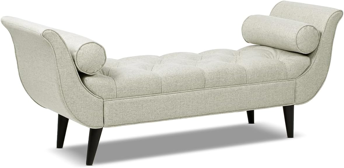 Jennifer Taylor Home Alma Tufted Flared Arm Entryway Bench, Taupe Polyester