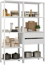 Madesa Kitchen Pantry Storage Rack with 2 Drawers and Open Shelves 51" L Multiuse Modular Cabinet for Kitchen Organization - White