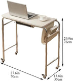 Movable Side Table with Locking Wheels Metal Frame Mobile Workstation Laptop End Table Rolling Office Desk with Storage for Room Long Lasting
