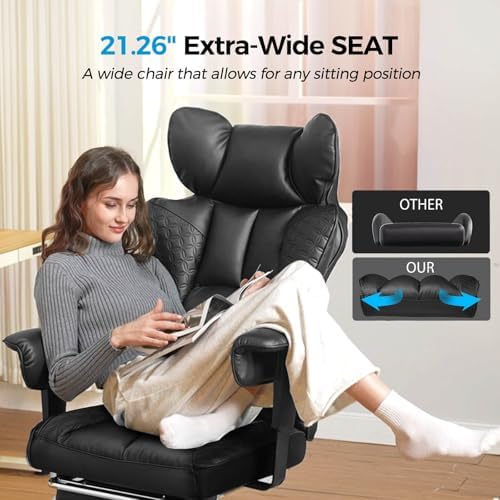 GTPLAYER Big and Tall Gaming Chair 400lbs Heavy Duty Office Chair with Footrest, High Back Pocket Spring Lumbar Support, Ergonomic Wide Comfy Seated Cushion for Lower Back Pain Relief, Earth-Black