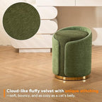Swivel Vanity Stool with Gold Base Comfy Vanity Chair Modern Round Stool for Makeup Vanity Ottoman Foot Rest for Bedroom livingroom (Green)