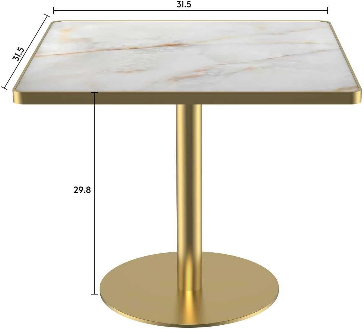 SSLine Marble Square Dining Table,31.5" Tulip Table Bistro Table for 2-4 People,Modern Kitchen Dining Room Furniture with Sintered Stone Tabletop and Stainless Steel Pedestal for Small Places