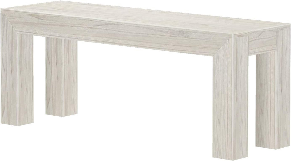Plank+Beam Modern Dining Bench, 49 Inch, White Sand Wirebrush | Non-Toxic Finishes, Modern Design, Easy Assembly, Modern Style, Quick Setup, Solid Wood