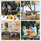 GREGIN Folding Camping Grill Table, Outdoor Metal Table. Foldable, Portable | Lightweight, Height Adjustable Camp Table with Mesh Desktop for Grilling, Cooking, BBQ, Griddle, Patio, Picnic-4 ft Black