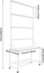Champagne Wall Holder for Party Hold 40 Glasses, Mobile Champagne Flute Holder Display with Storage Rack, Metal Champagne Wall Stand for Wedding, Bar Decor