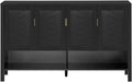 U_STYLE 55.1''Storage Sideboard with 4-Doors,Multi Functional Buffet with Open Shelf and 2-Tiers Adjustable Shelves,Modern Cabinet with Double Hooks,Suitable for Living Room, Hallway, Dining,Office.