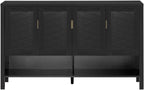 U_STYLE 55.1''Storage Sideboard with 4-Doors,Multi Functional Buffet with Open Shelf and 2-Tiers Adjustable Shelves,Modern Cabinet with Double Hooks,Suitable for Living Room, Hallway, Dining,Office.