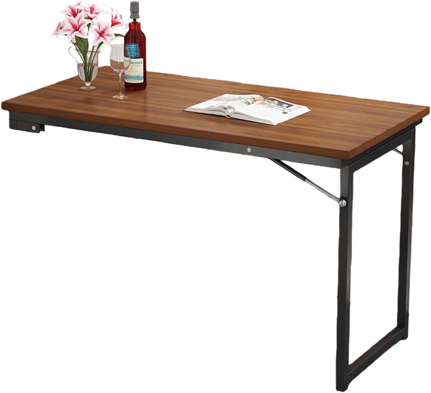 Solid Wood Fold-Up Wall Table, Minimalist Space-Saver Convertible Desk for Small Spaces, Suitable for Dining, Laptop Work, and Home Office Corners(Style-r,L90xW50xH75cm)