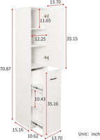 Kitchen Pantry Cabinet, 70.87" Tall Storage Cabinet with 3-Tier Pull-Out Shelves, Freestanding Cabinet with Door, 2 Adjustable Shelves, White Cupboard for Kitchen, Dining Room
