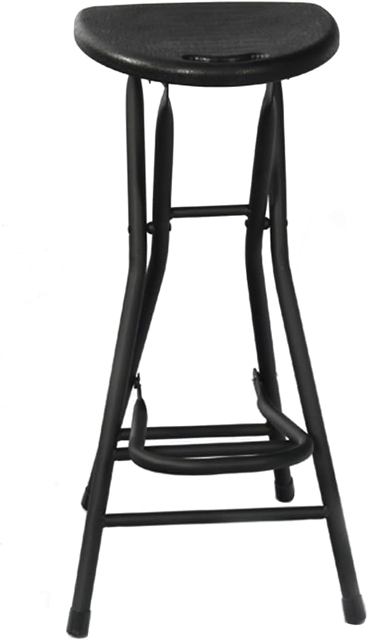 28 inch Black Bar Stool,Portable Stool for Adults Foldable Stools with Handle,Collapsible Heart-Shaped Folding Counter Height Stools Chair for Camping Kitchen,Loads 250 Lbs,1 Pack